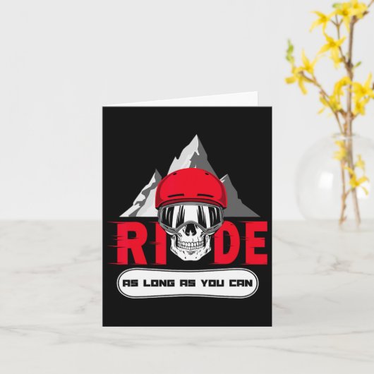 Snowboard Ride Apres Ski Fun Skull Gezegde Gift Kaart (Gele Bloem)