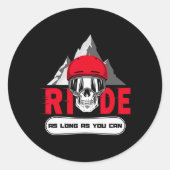 Snowboard Ride Apres Ski Fun Skull Gezegde Gift Ronde Sticker (Voorkant)
