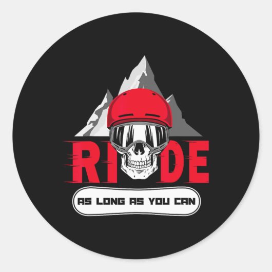 Snowboard Ride Apres Ski Fun Skull Gezegde Gift Ronde Sticker (Voorkant)