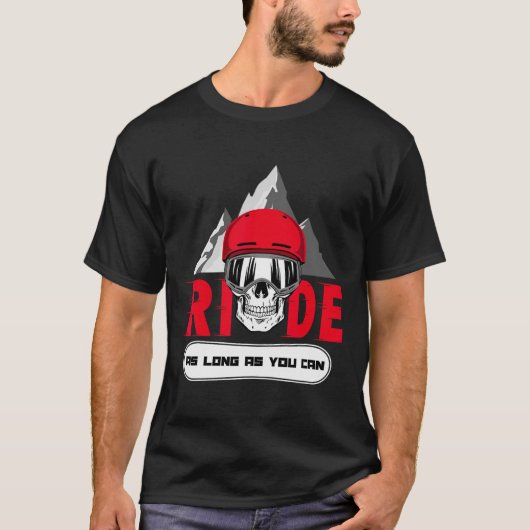 Snowboard Ride Apres Ski Fun Skull Gezegde Gift T-shirt (Voorkant)
