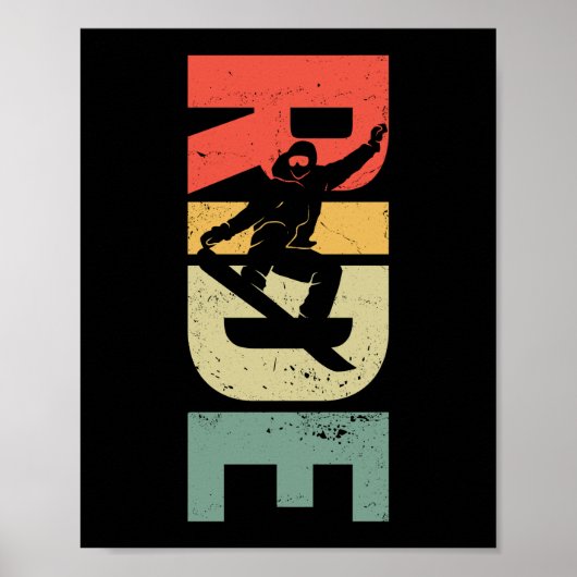 Snowboard Ride  Retro Poster (Voorkant)