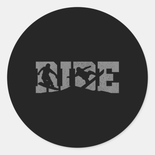 Snowboard Ride Snowboarder Gift Ronde Sticker (Voorkant)