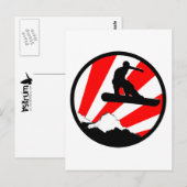 snowboard : rode stralen briefkaart (Voorkant / Achterkant)