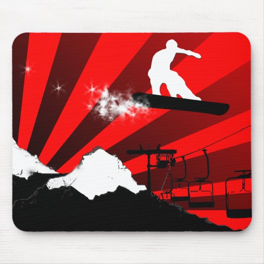 snowboard. Rood. Muismat (Voorkant)