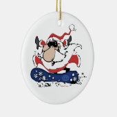 Snowboard Santa w/ Name Ornaments Keramisch Ornament (Rechts)
