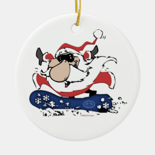 Snowboard Santa w/ Name Ornaments Keramisch Ornament
