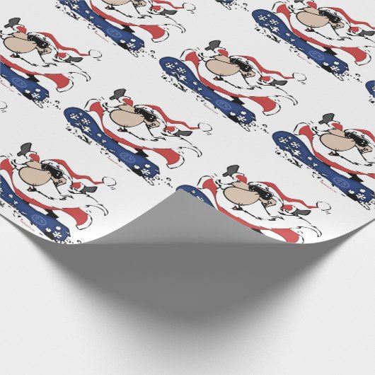 Snowboard Santa Wrapping Paper Cadeaupapier (Hoek)