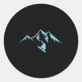 Snowboard Shirt Snow Mountain Wintersnowboarden Ronde Sticker (Voorkant)