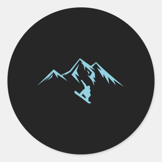 Snowboard Shirt Snow Mountain Wintersnowboarden Ronde Sticker (Voorkant)