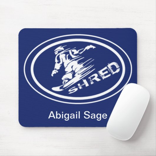 Snowboard "SHRED" Ovaal Silhouette Snowboarder Lab Muismat (Met muis)