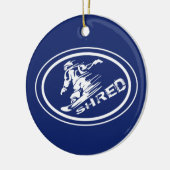 Snowboard "SHRED" Ovaal Snowboarder Label Ornament (Links)