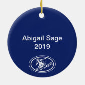 Snowboard "SHRED" Ovaal Snowboarder Label Ornament (Achterkant)