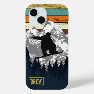 Snowboard Skiën Bergskipistes Retro Naam iPhone 15 Case