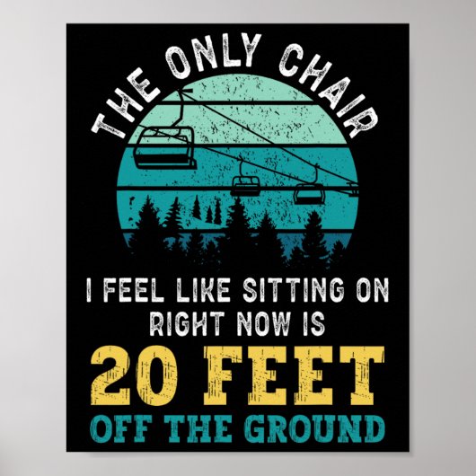 Snowboard skilift  retro de poster (Voorkant)