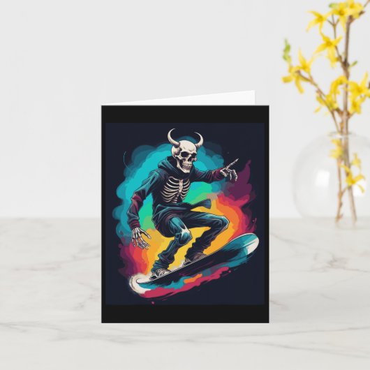 Snowboard Skull Snowboarder Sku Kaart (Gele Bloem)