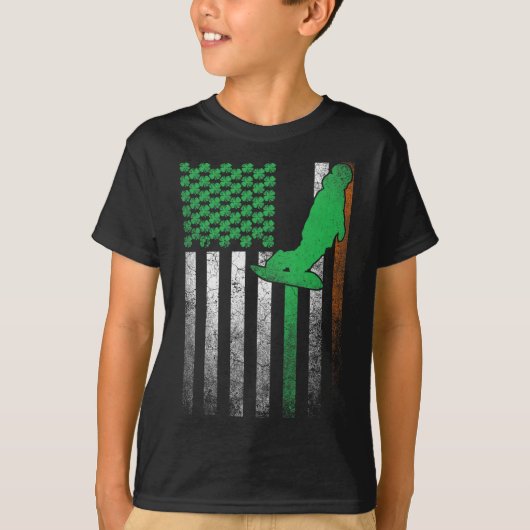 Snowboard Snow Ski Irish American Flag St. Patrick T-shirt (Voorkant)