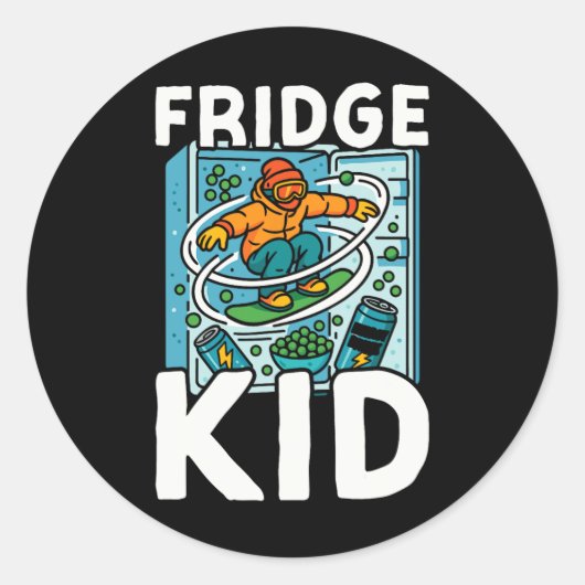 Snowboard Snowboard Retro Koelkast Kind Ronde Sticker (Voorkant)