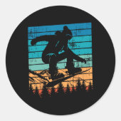 Snowboard Snowboard  Retro Mountain Ronde Sticker (Voorkant)