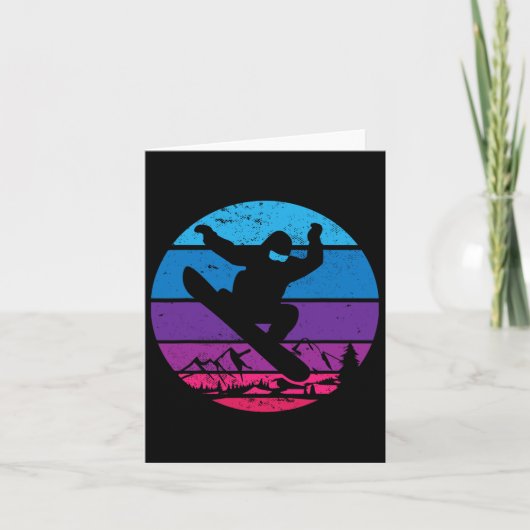  Snowboard Snowboard Silhouette I Retro Kaart (Voorkant)