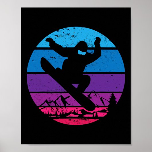  Snowboard Snowboard Silhouette I Retro Poster (Voorkant)