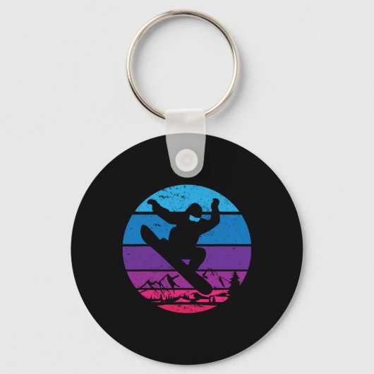 Snowboard Snowboard Silhouette I Retro Sleutelhanger (Voorkant)
