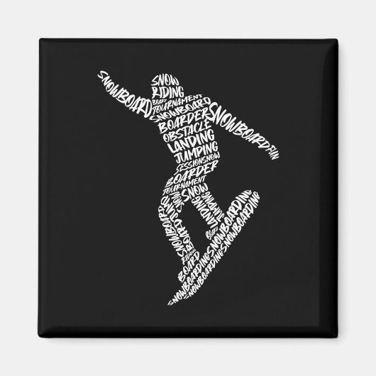 Snowboard Snowboard Typography Boys Kinder Mannen  Magneet (Voorkant)