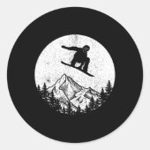 Snowboard Snowboarden Silhouette Snowboarden Gif Ronde Sticker (Voorkant)
