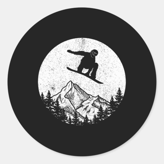 Snowboard Snowboarden Silhouette Snowboarden Gif Ronde Sticker (Voorkant)