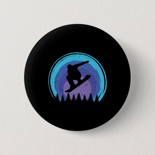 Snowboard Snowboarder Silhouette Grun Ronde Button 5,7 Cm (Voorkant)