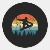 Snowboard Snowboarder Snowboarden Sneeuwsport Vint Ronde Sticker (Voorkant)