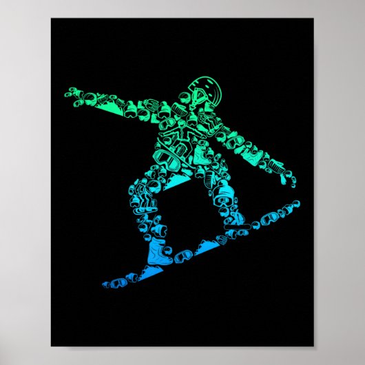 Snowboard Snowboarder Snowboarding Mannen Boys Kin Poster (Voorkant)