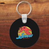 Snowboard Snowboarding  Retro Bunny Girl Sleutelhanger (Voorkant)