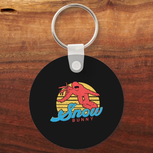 Snowboard Snowboarding  Retro Bunny Girl Sleutelhanger (Voorkant)