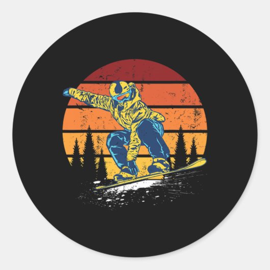 Snowboard Snowboarding Snowboarder  Winter Ronde Sticker (Voorkant)