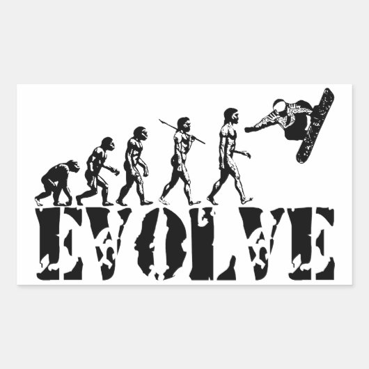 Snowboard Snowbording Sport Evolution Art Rechthoekige Sticker (Voorkant)