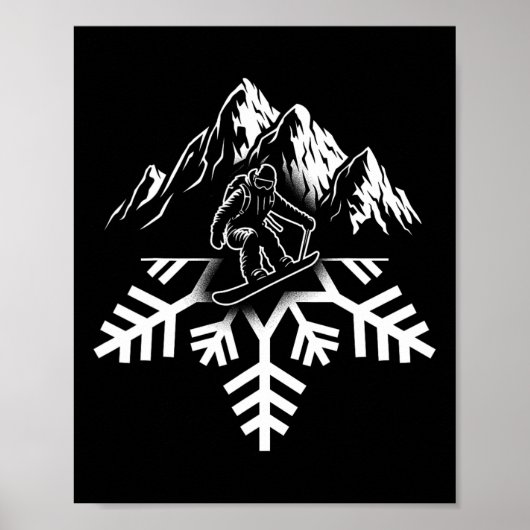 Snowboard Snowflake  Poster (Voorkant)