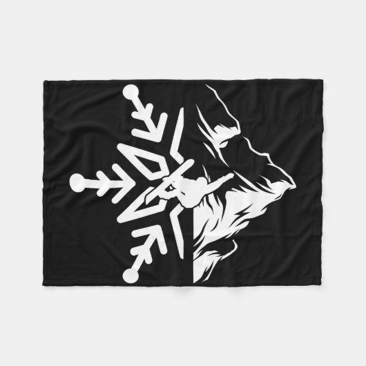 Snowboard Snowflake Retro Fleece Deken (Voorkant (Horizontaal))