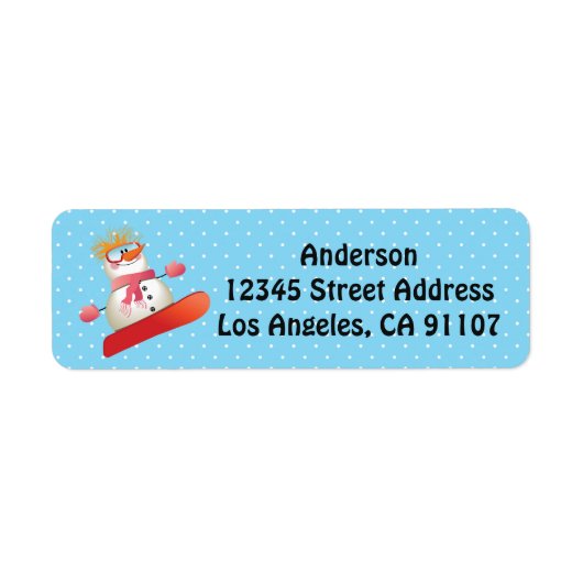 Snowboard Snowman Return Address Labels (Voorkant)