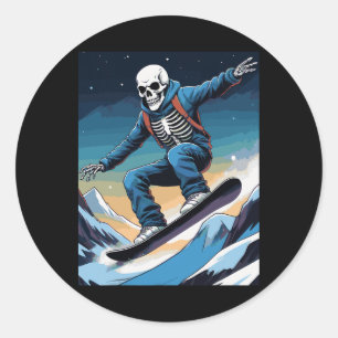 Snowboard Streetwear Snowboarden Skull Snowboards Ronde Sticker