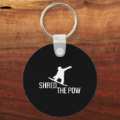 Snowboard T-Shirt versnipperde de pow Sleutelhanger (Voorkant)