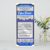 SNOWBOARD TICKET Bar/Bat Mitzwa uitnodiging (Staand voorkant)