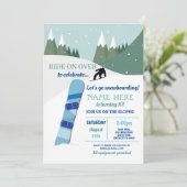 Snowboard verjaardagsfeestje hellingen ski sneeuw kaart (Staand voorkant)