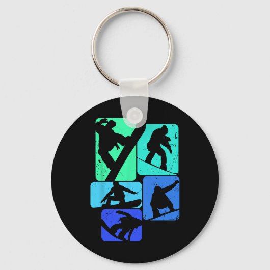 Snowboard voor snowboarder retro Mannen snowboarde Sleutelhanger (Voorkant)