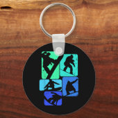 Snowboard voor snowboarder retro Mannen snowboarde Sleutelhanger (Voorkant)