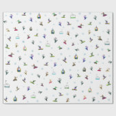 Snowboard voorzitter Winter Blue Pattern Birthday Cadeaupapier (Vlak)