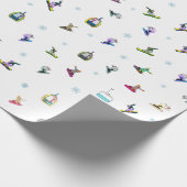 Snowboard voorzitter Winter Blue Pattern Birthday Cadeaupapier (Hoek)
