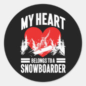 Snowboard Vriendin vrouw mijn hart zijn Ronde Sticker (Voorkant)