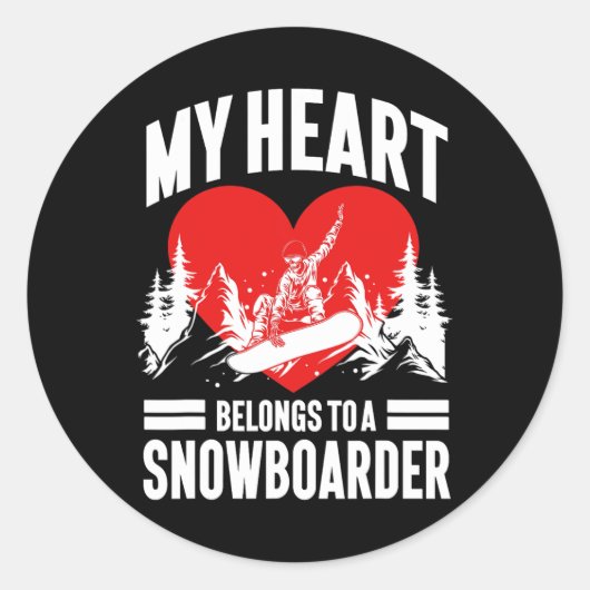 Snowboard Vriendin vrouw mijn hart zijn Ronde Sticker (Voorkant)