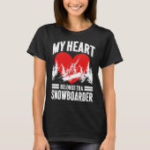 Snowboard Vriendin vrouw mijn hart zijn T-shirt (Voorkant)