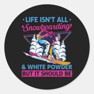 Snowboard White Powder Retro jaren 90 jaren 80 Sno Ronde Sticker
